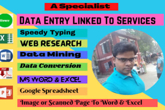 do data entry, web research, and spreadsheet data processing