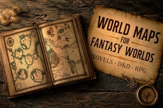 draw a custom fantasy world map for dnd, rpg and novels