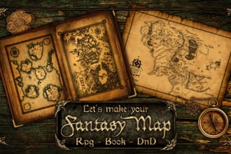 detailed fantasy map for your novel, boardgame or dnd