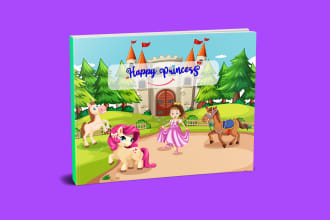 design cute children book cover and  book page illustrations