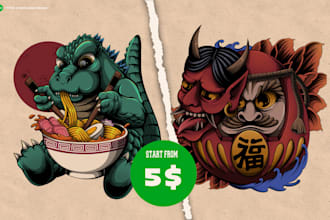 draw awesome illustration with japanese style for your brand