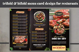 design creative and attractive trifold, bifold menu card
