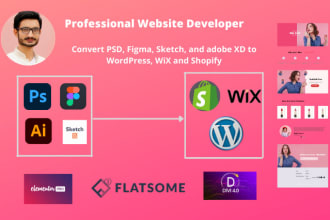 convert adobe xd, figma, sketch to wix, wordpress website