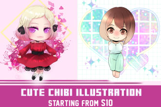 draw cute anime chibi for twitch, avatar, portraits