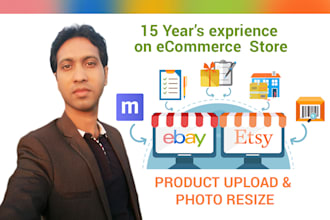 do etsy, ebay product upload and photo edit and upload works