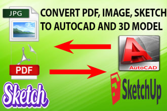convert pdf, sketch, image drawing to autocad and 3d model