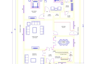 draw architectural drawings in autocad, calculated quantities estimated