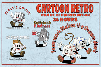draw a retro vintage 30s cartoon character