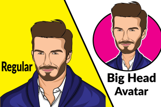 make cartoon portrait big head avatar