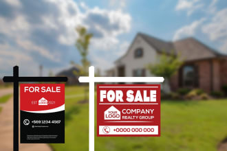 design real estate realtor yard sign, rider, street sign