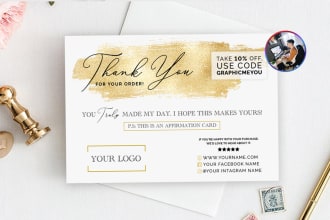 make custom business thank you card gold in 3h