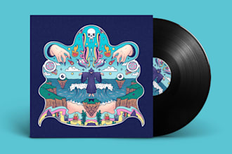 create pop psychedelic or vintage album cover