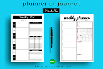 design printable daily, weekly, monthly planner and journal