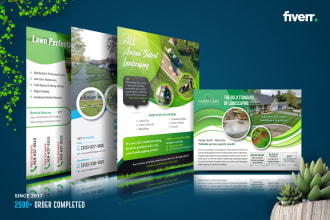 design awesome lawn care or landscape postcard, flyer, eddm