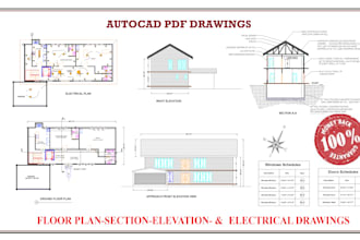 draw architectural floor plan, section, elevation and electrical