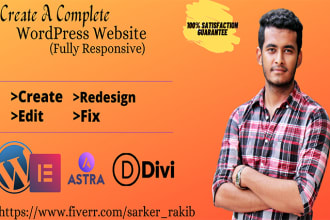 design responsive wordpress website with elementor, astra, or divi theme