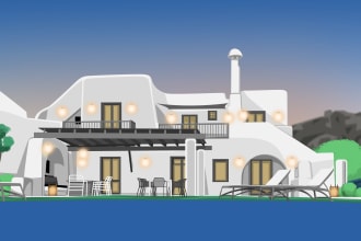 draw building and house into vector illustration in 24 hours