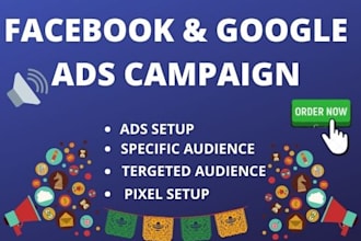 setup facebook and google ads campaign with management