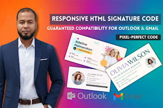 code a responsive html email signature for outlook and gmail