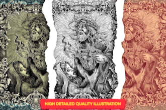 draw a detailed dark art illustration