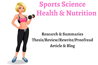 write sports science, sports management and fitness tasks