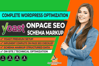 do wordpress yoast onsite SEO, schema markup, and technical onpage optimization