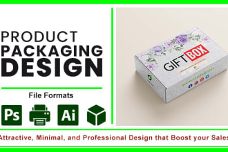 do product packaging design, label design with 3d mockup