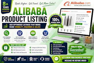 do alibaba product listing and SEO product upload