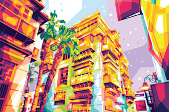 draw your house or buildings into amazing colorful pop art