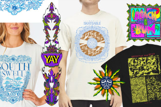 create illustration for vintage surf and skateboard clothing