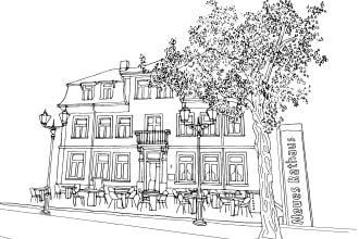 make a detailed building line drawing
