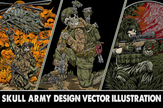 draw vector illustration skeleton tactical soldiers army