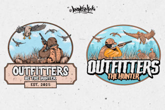 draw cartoon or vintage logo design