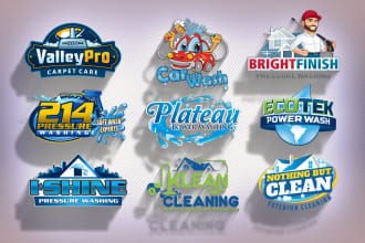 create pressure washing cleaning and power washing logo
