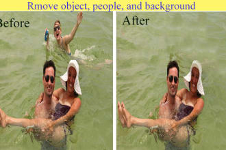 remove unwanted object, people, or background add text and logo