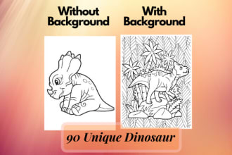 send you 90 dinosaur coloring book pages for kids