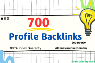 700 manual high authority SEO profile backlinks with index
