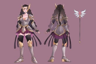 draw anime character concept art sheet