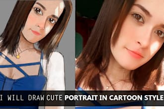 draw cute portrait in cartoon style
