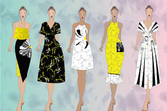 draw your tie dye and batik fashion illustration