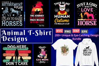 provide creative  pod ready animal t shirt design bundle