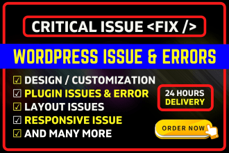 fix wordpress error, issues, wordpress bug or wordpress help