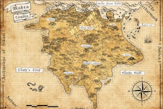 create a custom hand drawn fantasy map in photoshop for you
