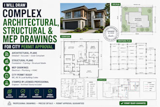 draw architectural, structural and mep drawings for city permit