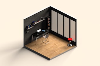 design 3d isometric building and interior