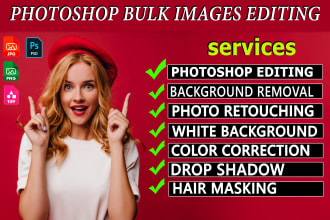 do photoshop bulk images editing and complex  background removal