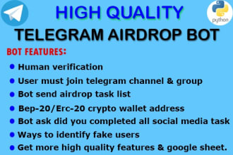 make a high quality telegram airdrop bot for you