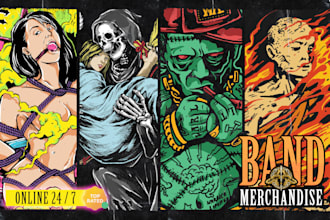 do t shirt design brand or band merchandise in vintage horor
