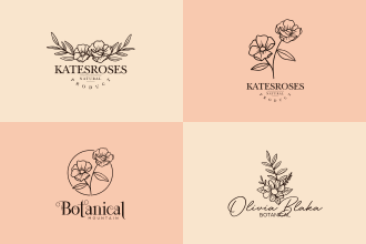 do botanical hand drawn boho feminine floral beauty spa watercolor logo design