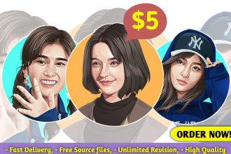 draw realistic headshot cartoon for social media avatar